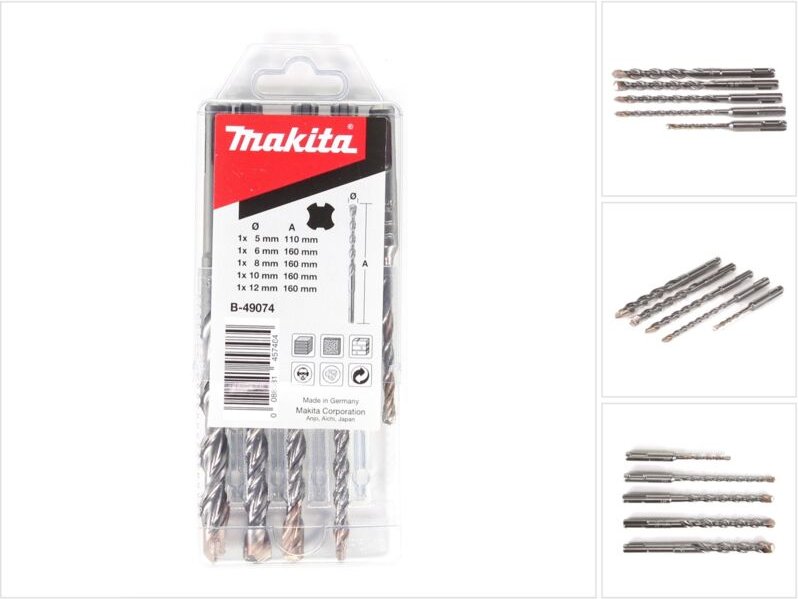 SDS-VPlus Bohrer Set 5 teilig SDS-Plus Hammerbohrer Vanadium für Mauerwerk Beton ( B-49074 ) - Makita