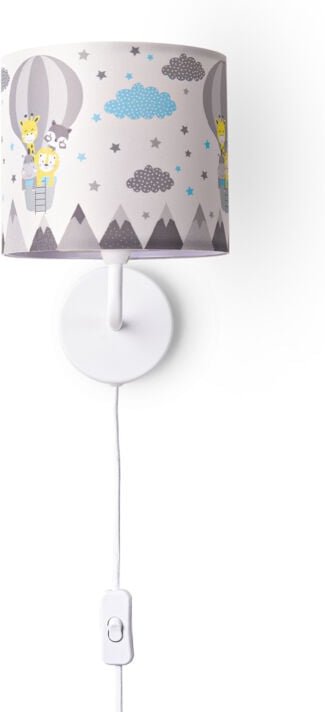 Tischleuchte Kinderzimmer Wandleuchte Straße Feuerwehr Lampenschirm Stoff Rund Wandleuchte - Weiß, Design 6 (Ø18 cm) - P...