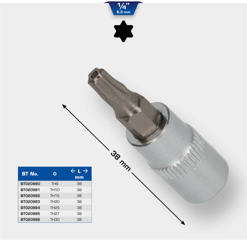 Thumbnail - Brilliant Tools - 1/4' Torx-Bit-Stecknuss, mit Stirnlochbohrung, TB10