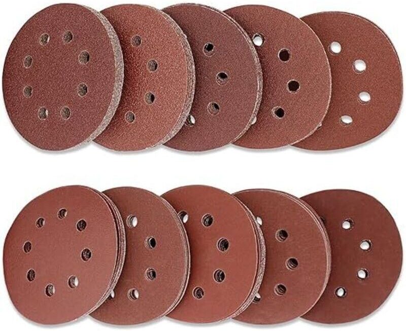 Schleifscheibe, 100 Stück Schleifscheiben-Schleifpapier 125 mm, Nylon-beschichtetes Schleifpapier für Exzenterschleifer