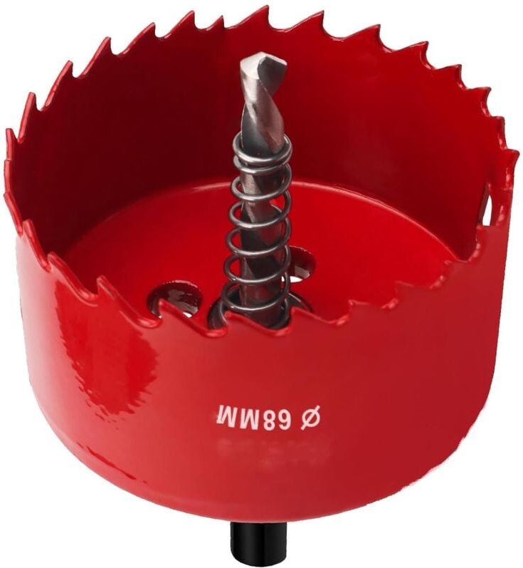 Lochsäge 68mm,1 Stücke Rot Universal hss M42 Bi-Metall Lochsägenmit Sechskant-Schaft Und Bohrer Lochbohrer Set,für Holz,...