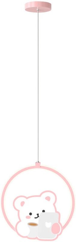 Kcvv - Cartoon-Bär-Pendelleuchte, Hängelampe aus Metall mit weißem Acrylschirm, dekorative Pendelleuchten für Kinderzimm...