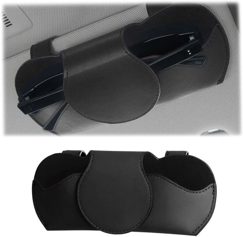 Brillenhalter für Sonnenblenden im Auto, Brillenetui aus PU-Leder, magnetischer Brillenhalter fürs Auto, universelles Au...