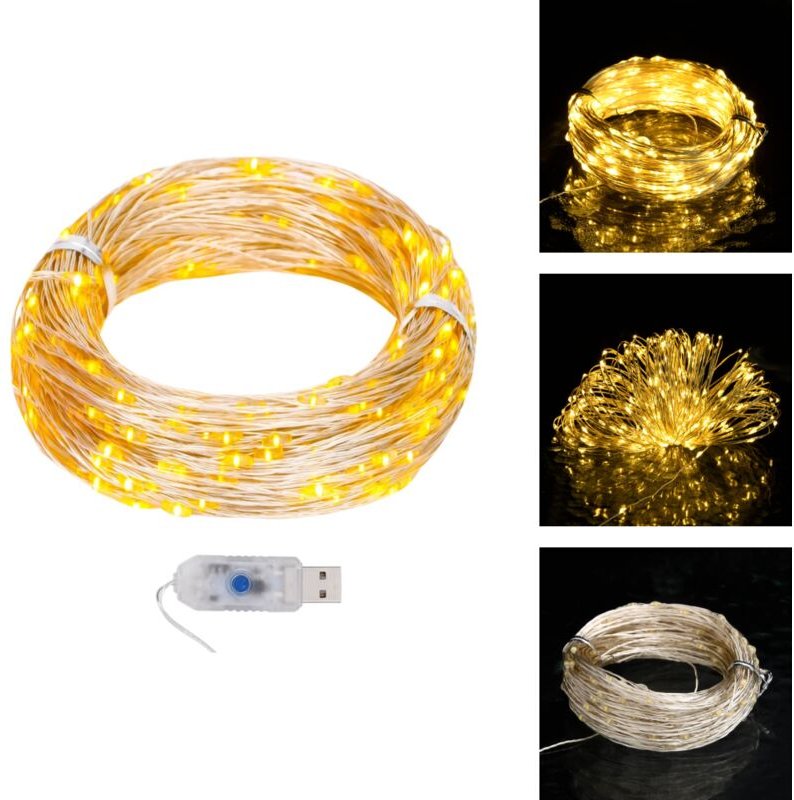 LED-Lichterdraht 40 m 400 LED Warmweiß 8 Funktionen - LED-Kette - LED-Ketten - Lichterkette - Lichterketten