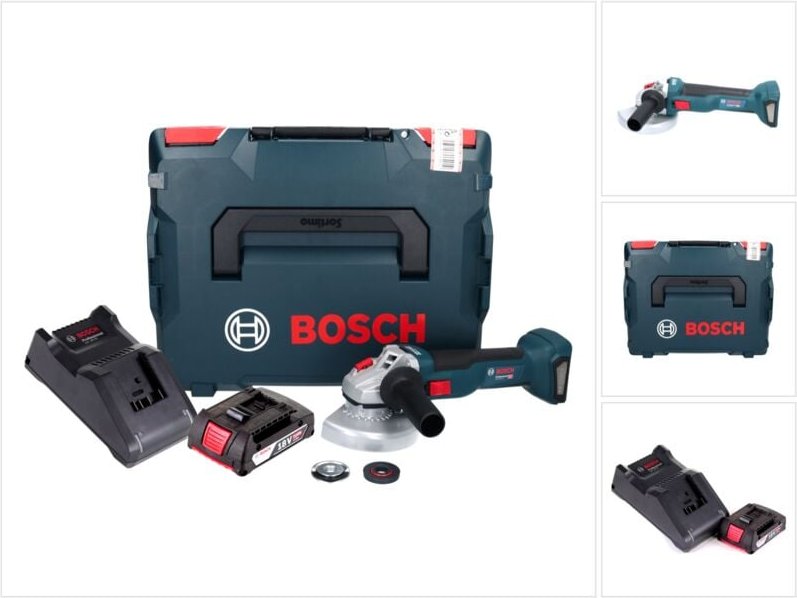 Bosch GWS 18V-10 Professional Akku Winkelschleifer 18 V 125 mm Brushless + 1x Akku 2,0 Ah + Ladegerät + L-Boxx