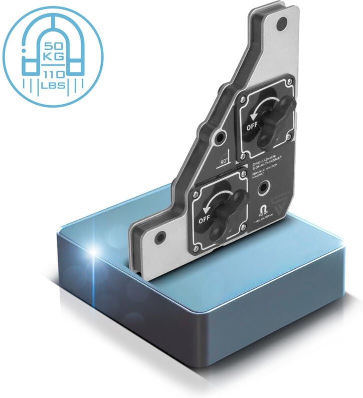 STAHLWERK Zweifachschaltmagnet, Flexibler 90 Grad Schweißmagnet mit Magnetkraft
