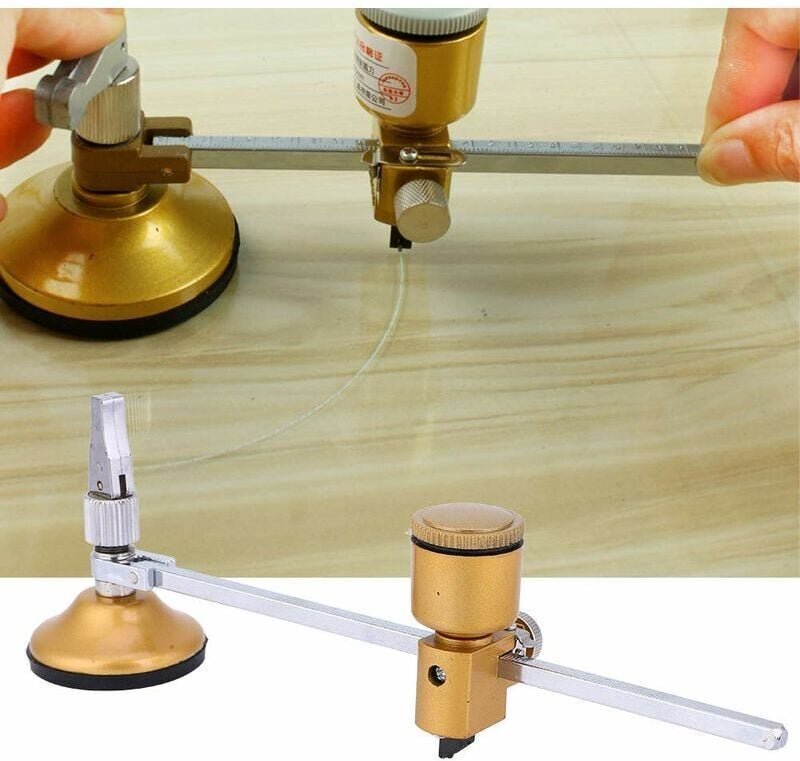 ZVD - Runder Glasschneider, 60 cm, Kompass-Typ, Keramik-Glasfliesenschneider mit Saugnapf, Öltank-Design, Schneidset aus...