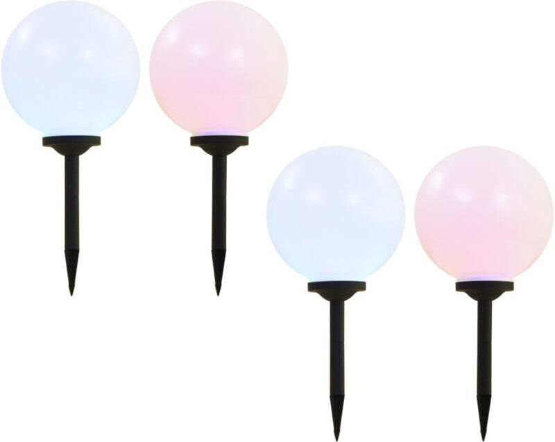 Solar-Außenleuchten 4 Stk. LED Kugelförmig 30 cm RGB