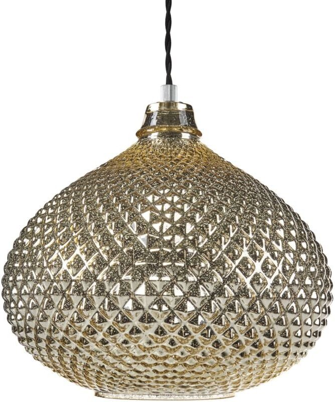 Beliani - Hängeleuchte Gold Glas mit Schirm in gebogener Form gemoetrisches Muster in Glitzerstein-Optik Glamourös