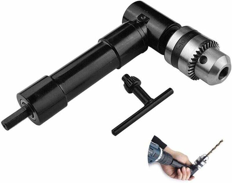 Linghhang - Winkelbohraufsatz, 1500 U/min, 3/8 Zoll, 90-Grad-Aluminiumkopf, Bohrfutterschlüsseladapter, 8-mm-Sechskantsc...