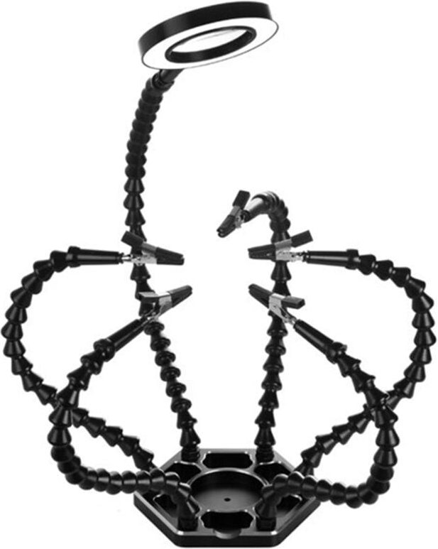 Dritte Hand Löten pcb Halter Werkzeug Helfende Hände Handwerk Hobby Schweißen Station usb dc Lüfter 6pc Flexible Arme a