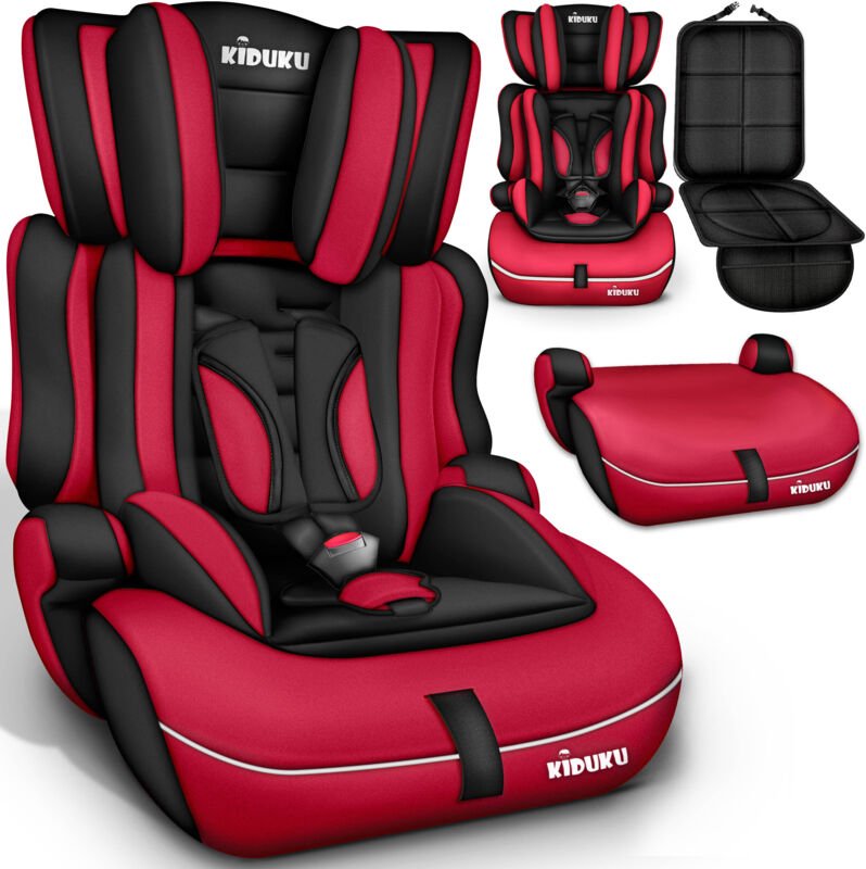 Thumbnail - Autokindersitz Kinderautositz Autositz Kindersitz 9-36kg Gruppe 1+2+3 Schwarz/Rot - Kiduku