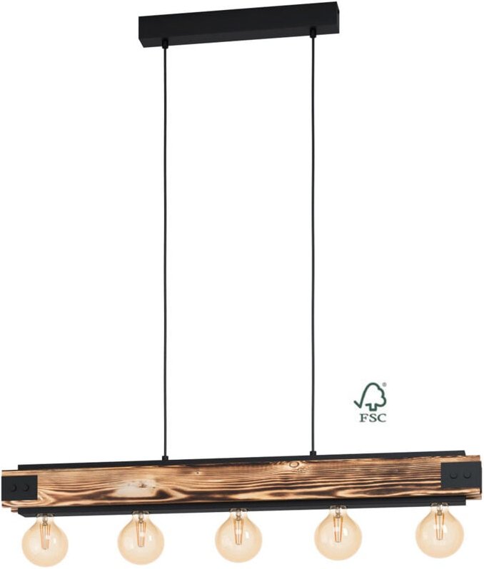 Eglo - Pendelleuchte Layham schwarz-braun 96 x 8,5 cm E27 Pendelleuchte