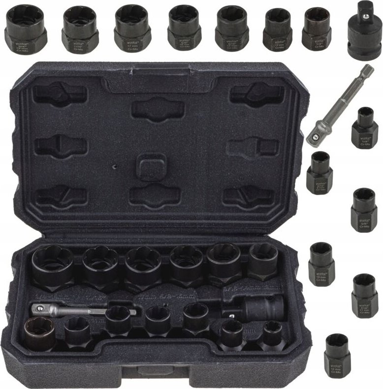 Lange Steckschlüssel für beschädigte Schrauben und Muttern 15-teilig 6-19 Adapter