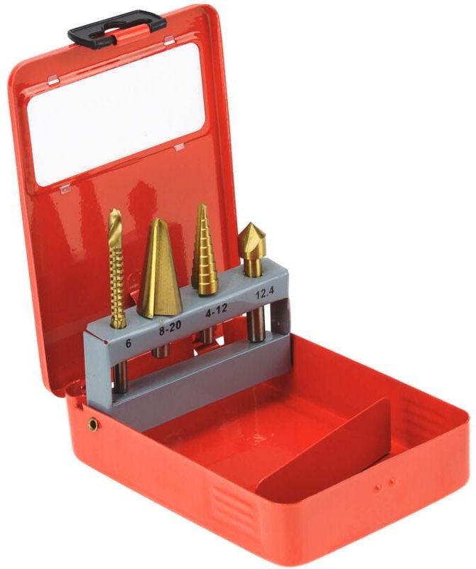 Easy Work - Bohrer Entgratersatz 4 teilig Fräsbohrer Stufenbohrer Schälbohrer Senker