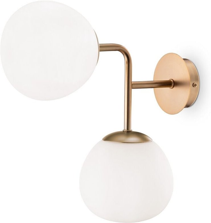 Maytoni Erich Moderne Globe Wandleuchten Gold 2xE14 Weißer Schirm