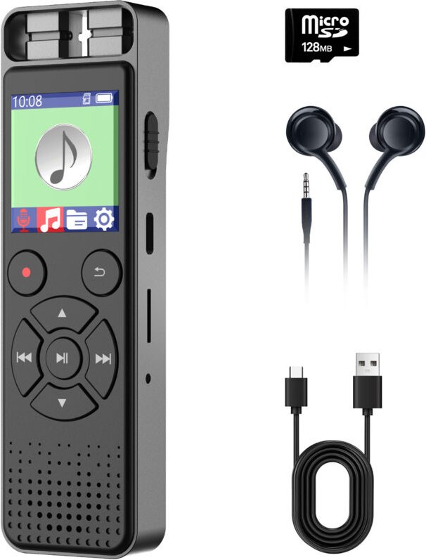 64GB Diktiergerät, Aufnahmegerät mit Wiedergabe und sprachgesteuerter Aufnahme, Voice Recorder mit Rauschunterdrückung f...