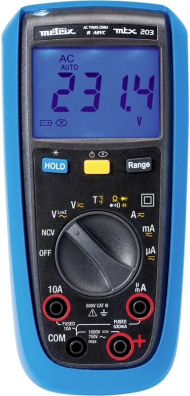 Metrix mtx 203 Hand-Multimeter digital Spritzwassergeschützt (IP54) cat iii 600 v Anzeige (Counts):