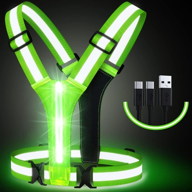 Jalleria - led Safety usb Wiederaufladbar, Laufweste mit Sicherheitsindikator und Reflektorgürtel, Laufweste mit 3 Leuch...