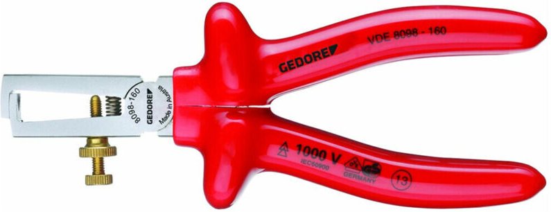 Gedore - vde 8098-160 VDE-Abisolierzange mit Tauchisolierung 160 mm