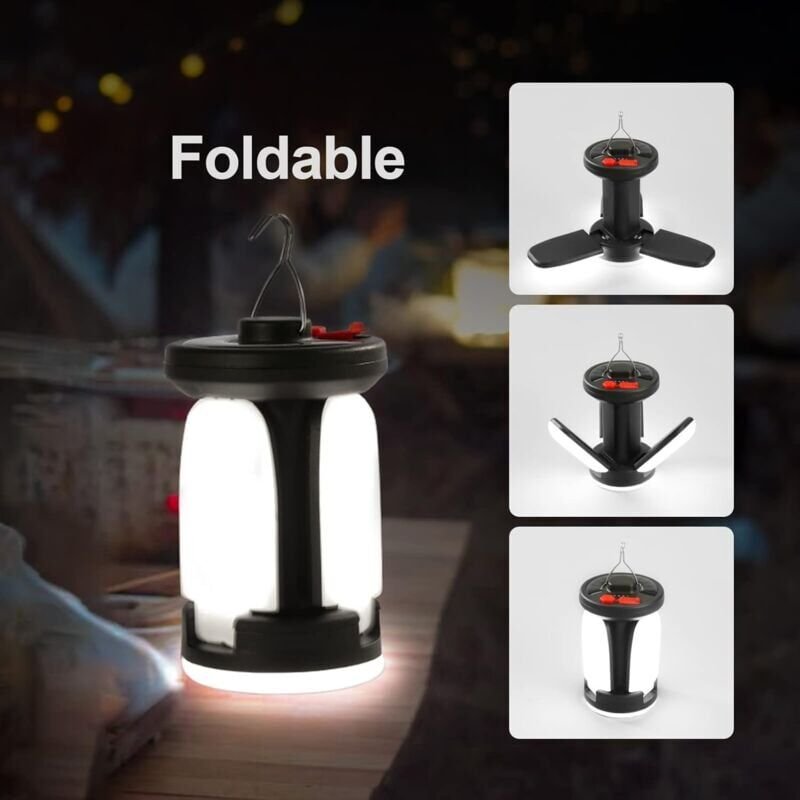 Wiederaufladbare Solar-Campinglampe, 1000 lm, leistungsstarke 4500 mAh Powerbank, 6 Modi, faltbar, für Campingausflüge, ...