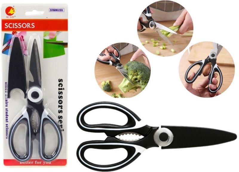 Multifunctional kitchen scissors with non slip grip
