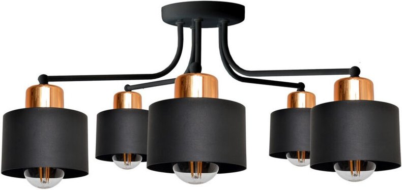 Helam - edison Halbbündige Deckenleuchte mit mehreren Armen Schwarz, Kupfer 65cm