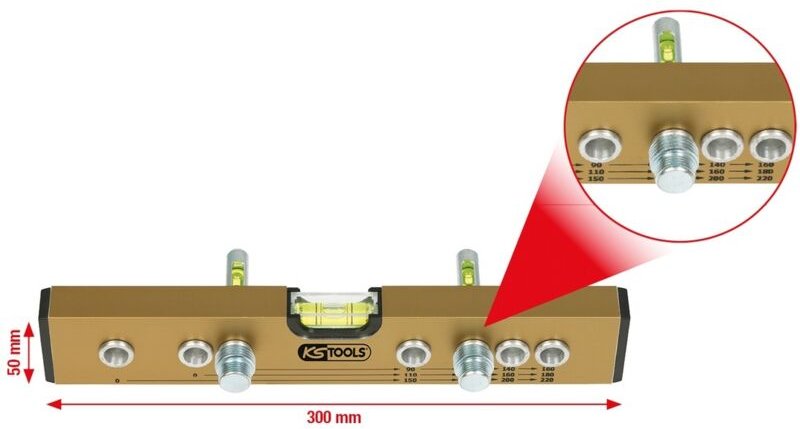 Ks Tools Normabstandswasserwaage / Montage-Anschluss-Lehre, 300 mm
