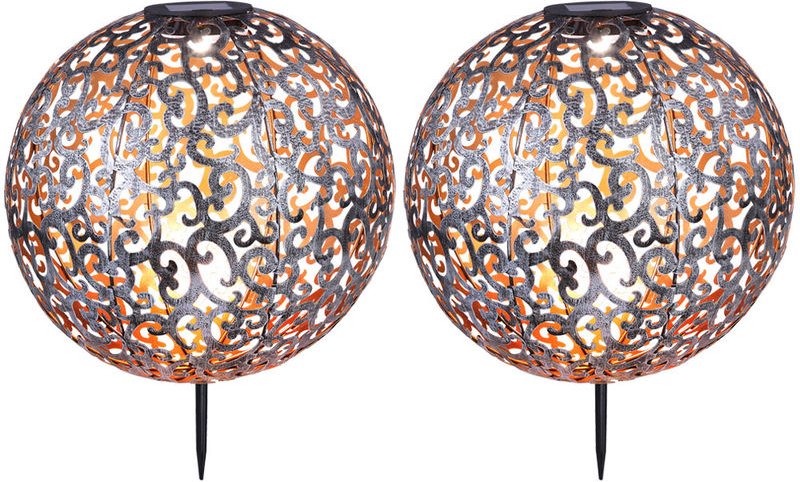 Etc-shop - 2x led Solar Außen Steck Lampen Hof Kugel Erdspieß Dekor Leuchten Stanzungen