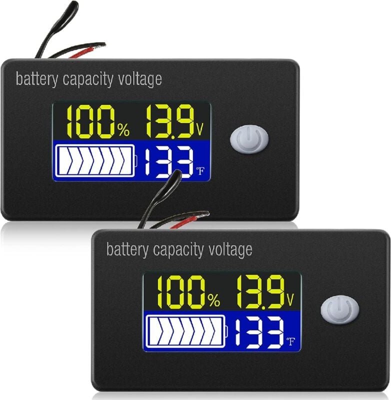 Batteriekapazitäts-Spannungsmessgerät mit Alarm und externem Temperatursensor, 12-V-Temperaturmonitor, Säure-Lithium-Bat...