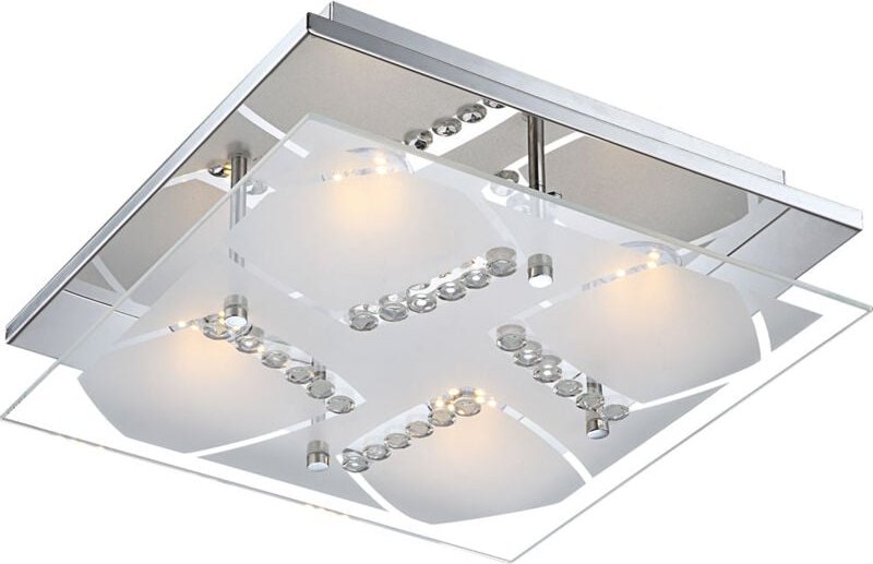 Deckenlampe Deckenleuchte Kristallleuchte Wohnzimmerlampe Wohnzimmerleuchte, Chrom Glas Kristalle klar, LED 4W 1600Lm wa...