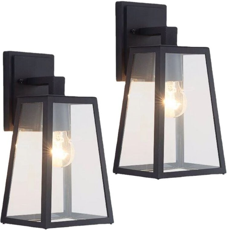 Vintage Industrial Wandlampe Metall Glas Wandleuchte Schwarz Wandbeleuchtung für Wohnzimmer Küche Schlafzimmer 2 Stücke