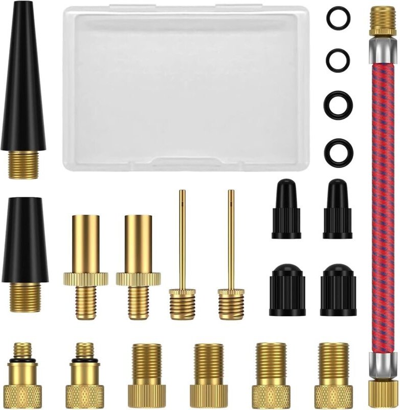 Fahrradpumpenspitze, 21-teiliger Fahrradventiladapter DV AV SV, Fahrradpumpenadapter, Fahrradpumpenventilanschlüsse, Pum...