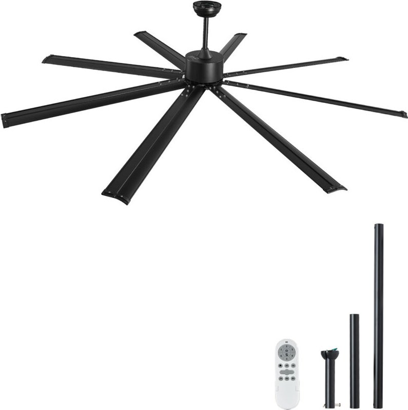 Mophorn 213 cm Deckenventilator ohne Licht, 6-Gang-Fernbedienung, 8 Flügel aus Aluminium, umkehrbarer Gleichstrommotor, ...
