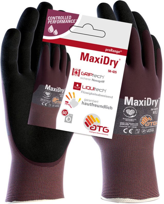 ATG - 25798 Gr.8 56-425HCT, MaxiDry®, sb-vp Nitril-Handschuh 3/4-beschichtet
