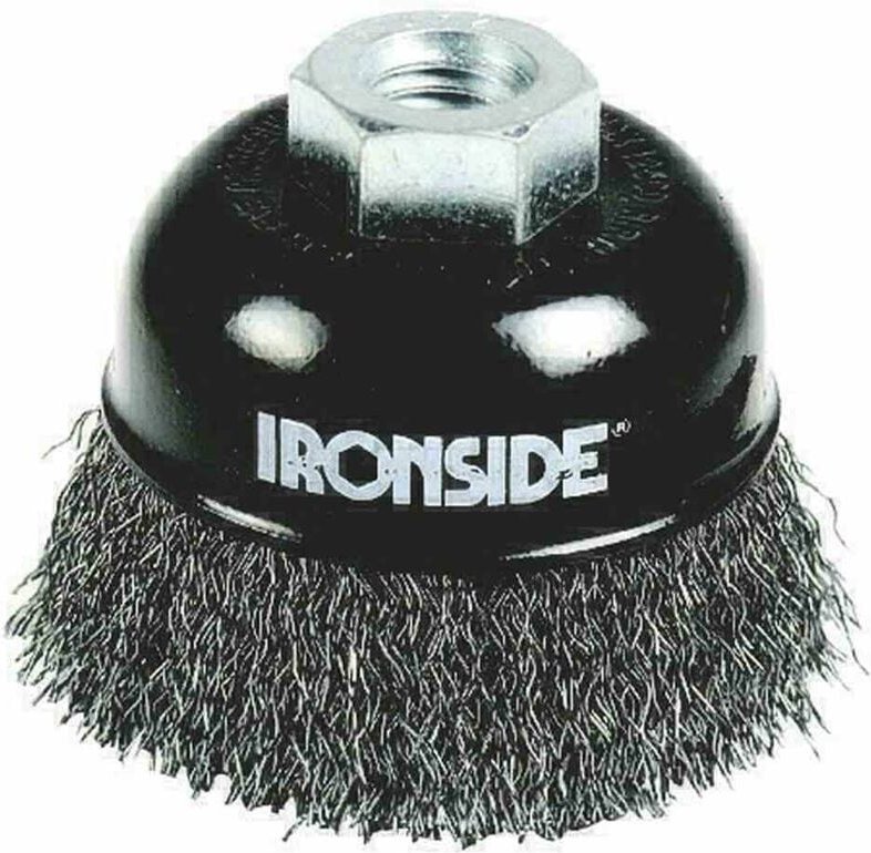 Topfbürste Stahl ø 100 mm, für Winkelschleifer, gewellter Draht, mit Gewindeanschluss M14, Drahtstärke 0,30 mm