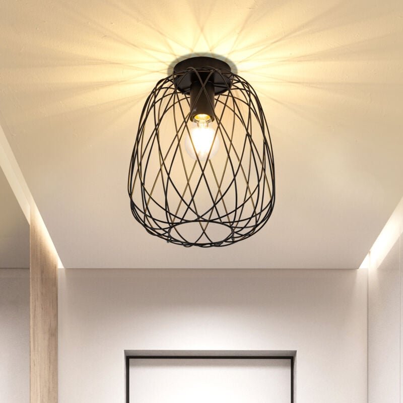 Thumbnail - GBLY Deckenlampe Schwarz Flurlampe Vintage - Deckenleuchte Industrial Retro E27 1 Flammig Lampe Decke Runde Lampenschirm...