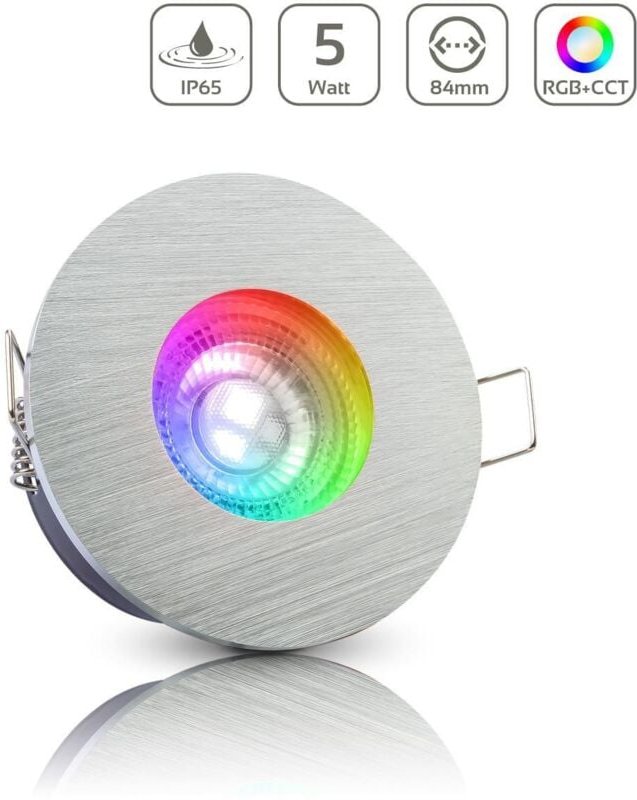 Einbauspot IP65 rund - Farbe: Alu-gebürstet - LED Leuchtmittel: GU10 5W RGB+CCT
