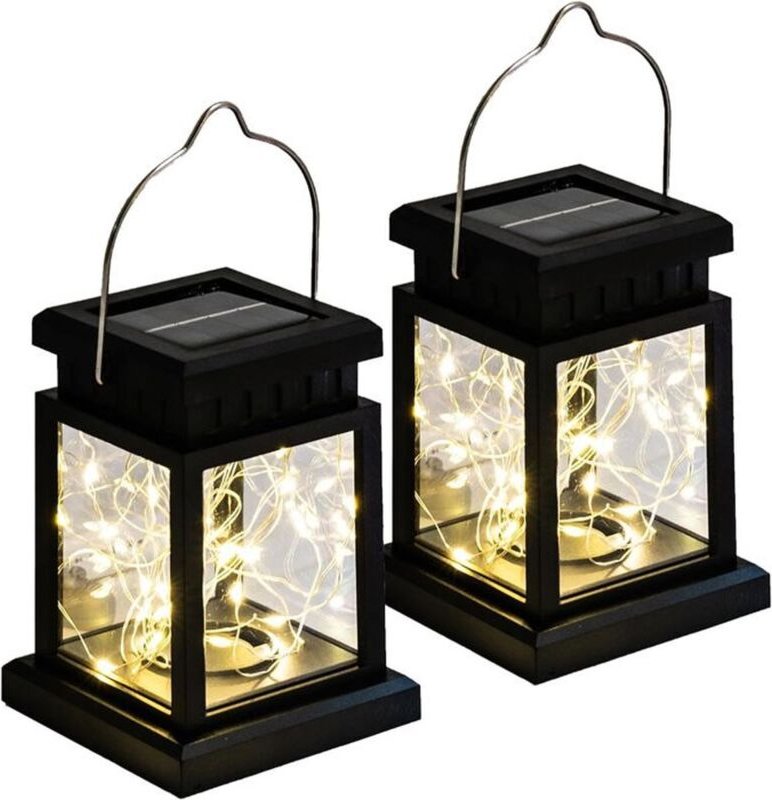 Set mit 2 Solar-Hängeleuchten für den Außenbereich, Gartendekoration, Terrassenlaterne, warmweiß