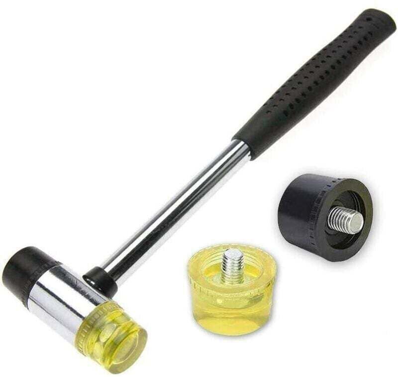 Gummihammer, 25 mm Nylon, kleiner Gummihammer mit 2 Ersatzhammerköpfen