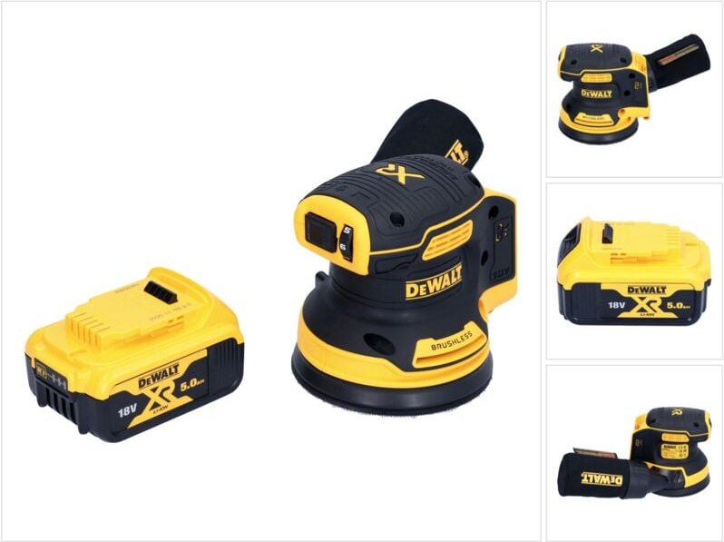 DeWalt DCW 210 N Akku Exzenterschleifer 18 V 125 mm Brushless + 1x Akku 5,0 Ah - ohne Ladegerät