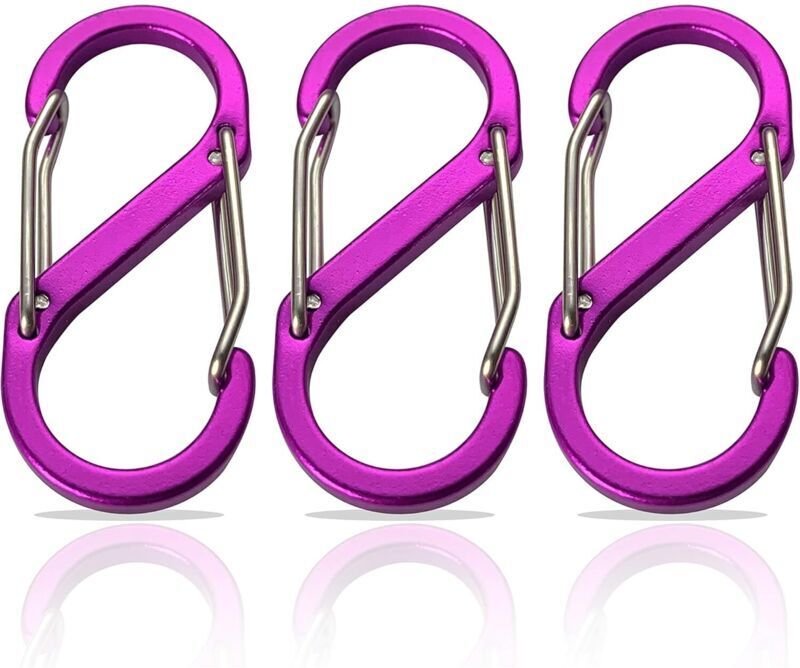 Set mit 3 doppelt zu öffnenden S-förmigen Karabinern, Mini-Karabiner, Karabiner