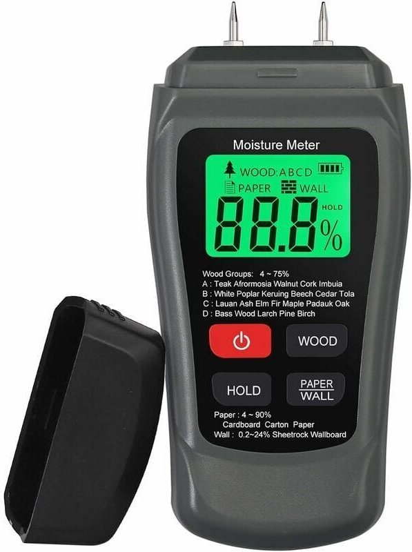Holzfeuchtigkeitsmessgerät 0-90% Feuchtigkeitsmesser Papier Holz Wand Feuchtigkeitstester Detektor Feuchtigkeitsmessung ...