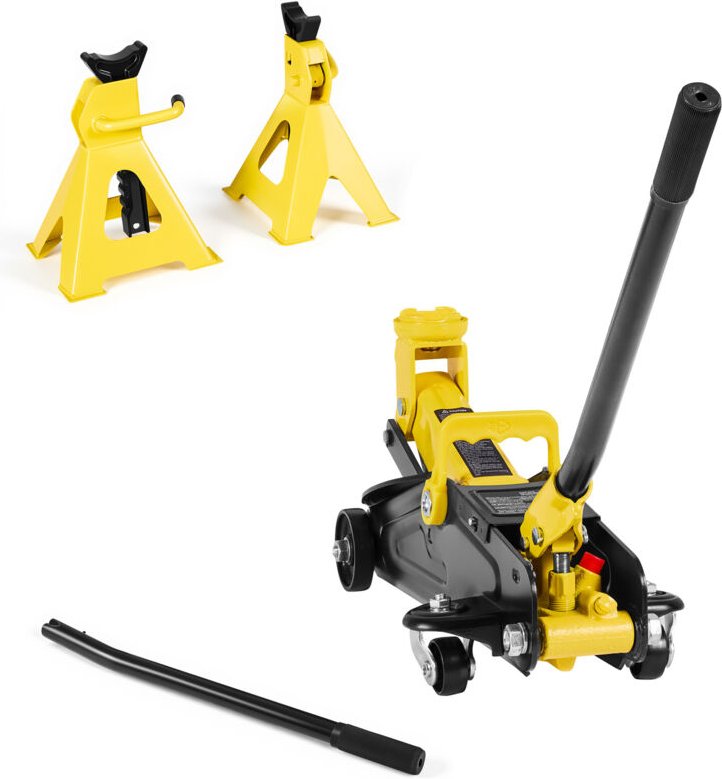 Mophorn Hydraulischer Rangierwagenheber mit niedrigem Profil & Ständern, 2 t Kapazität, Einzelkolben-Schnellhubpumpe, Hu...