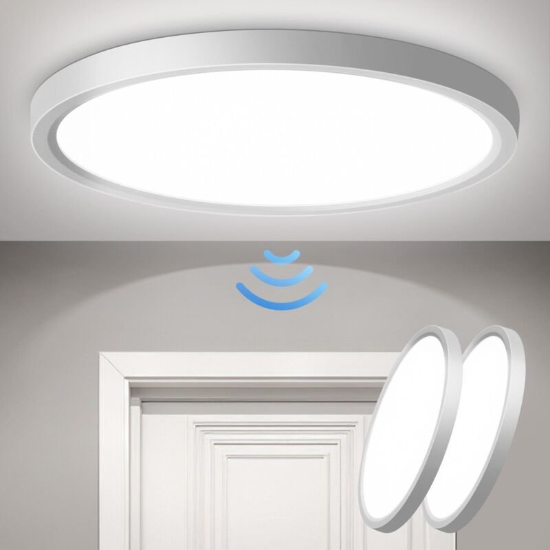 LED Deckenleuchte mit Bewegungsmelder Weiß zwei Stück 4000K