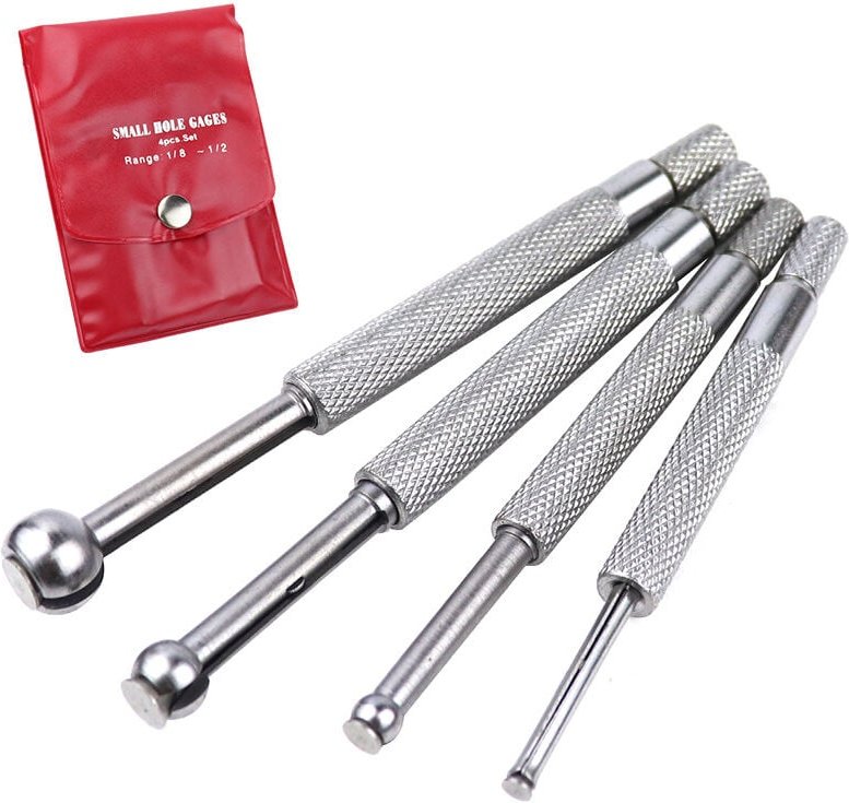 Teleskop-Messgeräte für kleine Löcher, 4-teilig, silber