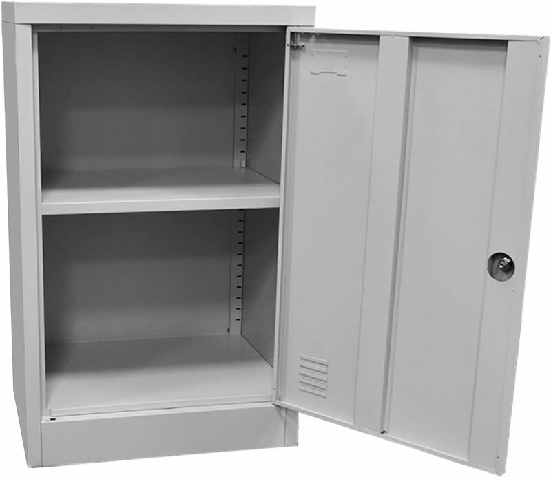 Gartenfreund Schrank mit Regal grau Einflügeliger Stahlblechschrank mit Schlüsselschloss 50x40x80h cm