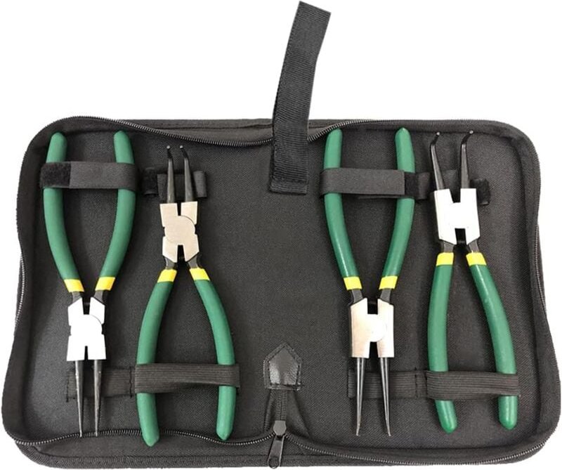 Ersandy - Sicherungsringzange, Mini-Zangen-Werkzeugsatz, Ringzangen-Werkzeugsatz, gerade, gebogene Innen- und Außenzange...