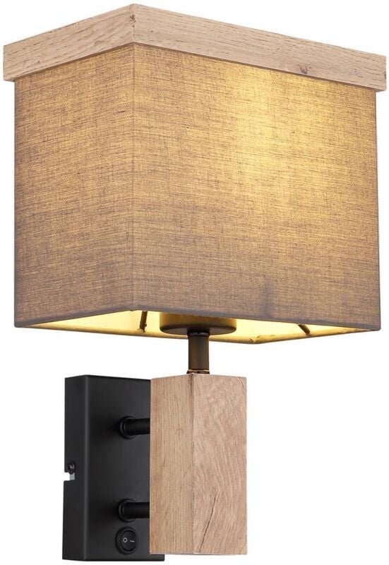 Wandleuchte Leseleuchte Bettlampe Holzleuchte Textil Schlafzimmerlampe anthrazit