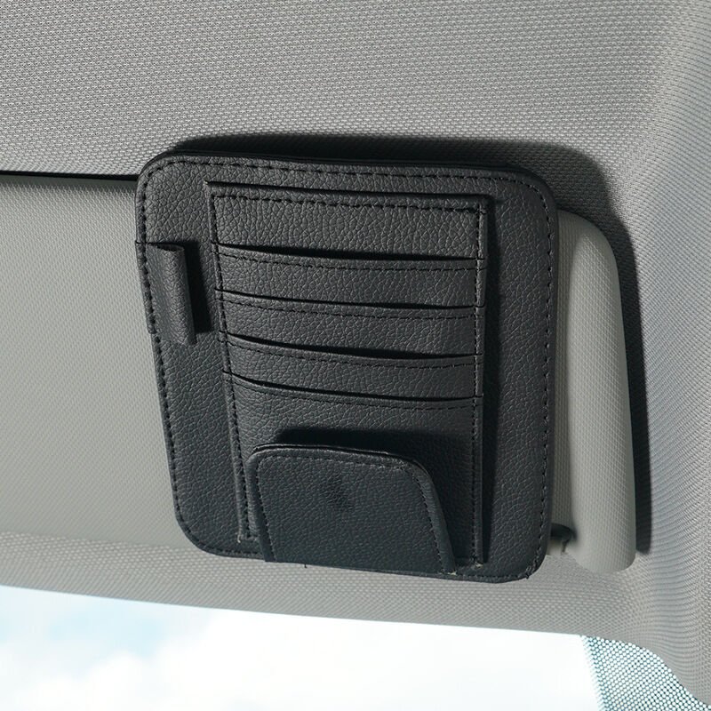 Lntyq - Organizer für Sonnenblenden im Auto, Brillen-Aufhängeclip aus Leder für Sonnenblenden im Auto, Auto-Innenausstat...